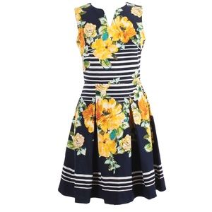 Dress Barn Floral and Stripe  A-line Dress